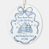 First Christmas New Home Sweet Home Blue Whimsical セラミックオーナメント (左)