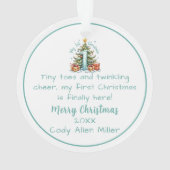 First Christmas Ornament – Snowy Tree & Gifts  オーナメント (裏面)