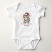 First Christmas Outfit with Cute Santa Cat ベビーボディスーツ (正面)