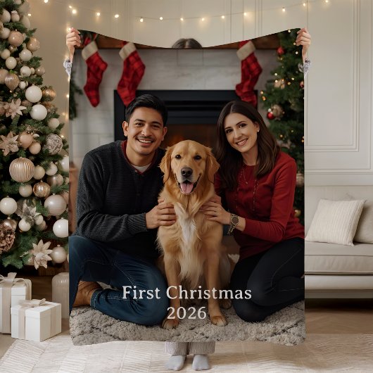 First Christmas Photo Sherpa Blanket Newlywed Gift シェルパブランケット