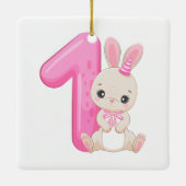 First Christmas Pink Baby Girl Photo floral セラミックオーナメント (裏面)