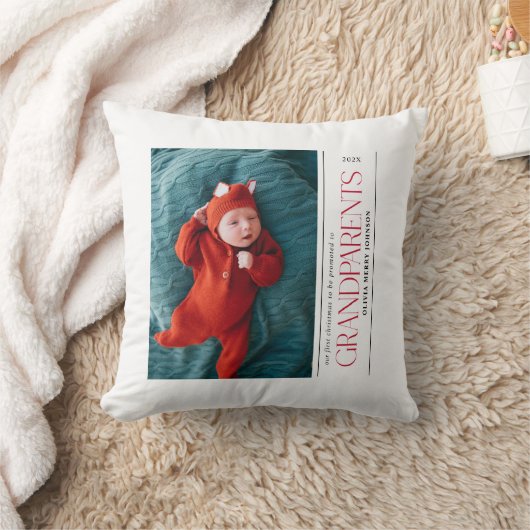 First Christmas Promoted Grandparents Daddy Photo クッション (ブランケット)