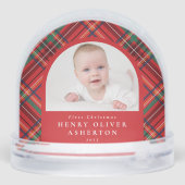 First Christmas red plaid two photo snow globe (裏面)
