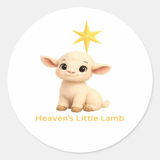 First Christmas Religious Heavens Little Lamb ラウンドシール (正面)