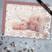 First Christmas Snowflake Frame Rose Gold 箔シーズンカード