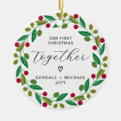 First Christmas Together Couple Bauble Keepsake セラミックオーナメント (正面)