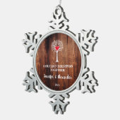 First Christmas together love tree rustic wood スノーフレークピューターオーナメント (右)