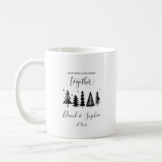 First Christmas Together Mug – Custom Names & Year コーヒーマグカップ (左)