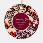 First Christmas together winter berries セラミックオーナメント (正面)