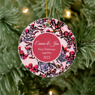 First Christmas together winter berries セラミックオーナメント