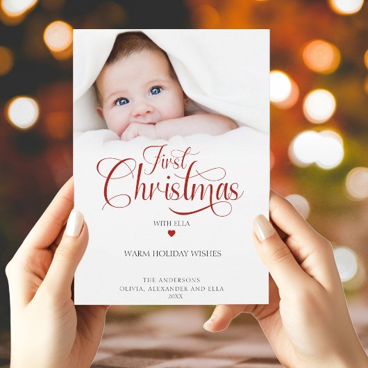 First Christmas with Photo Holiday Card シーズンカード