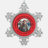 First Christmas Without You Memorial Photo Art スノーフレークピューターオーナメント (正面)