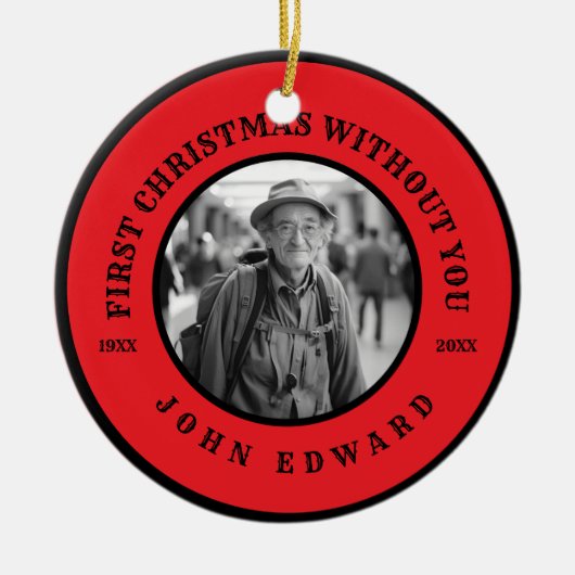 First Christmas Without You Memorial Photo Art セラミックオーナメント (正面)
