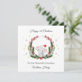 First Christmas Wreath Elephant Christmas Card シーズンカード (スタンド正面)