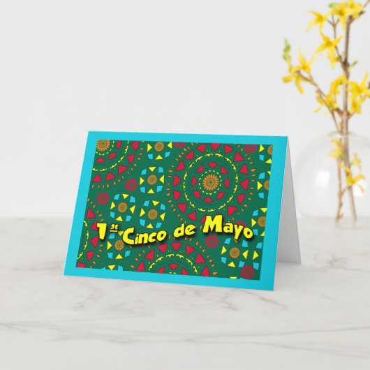 First Cinco de Mayo幾何学模様 カード (黄色い花)