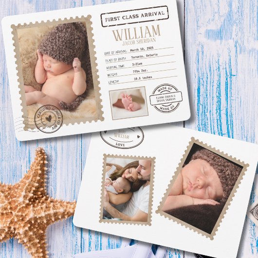 First Class Arrival Baby Announcement 招待状