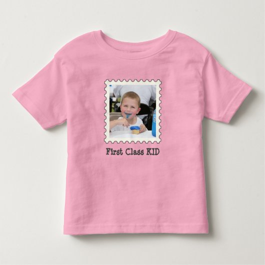 FIRST CLASS KID自分のかわいい写真切手を作成 トドラーTシャツ (正面)