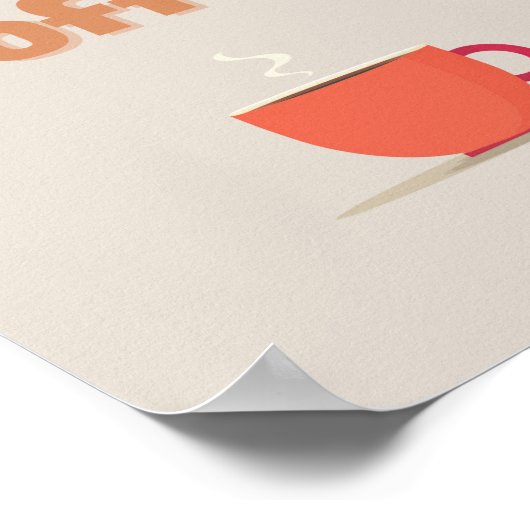 First Coffee Poster – Steaming Cup Kitchen Art ポスター (角)