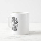 First Coffee Second Teach Funny Teacher Shirt Back コーヒーマグカップ (正面左)