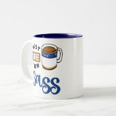 First Coffee Then Bass Music Lover ツートーンマグカップ (正面左)