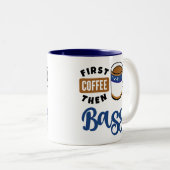 First Coffee Then Bass Music Lover ツートーンマグカップ (正面右)
