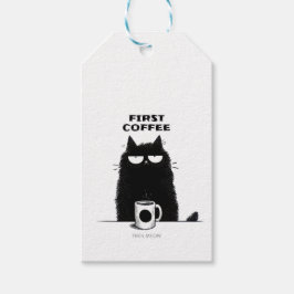 First Coffee Then Meow – Funny Cat Coffee Lover ギフトタグ