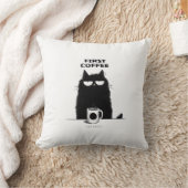 First Coffee Then Meow – Funny Cat Coffee Lover クッション (ブランケット)