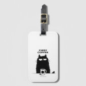 First Coffee Then Meow – Funny Cat Coffee Lover ラゲッジタグ (正面縦)