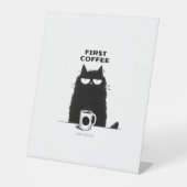 First Coffee Then Meow – Funny Cat Coffee Lover 台座サイン (正面)