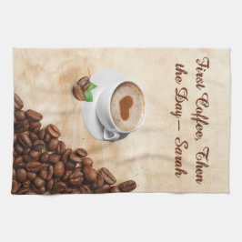 First Coffee, Then the Day – Sarah Kitchen Towel キッチンタオル