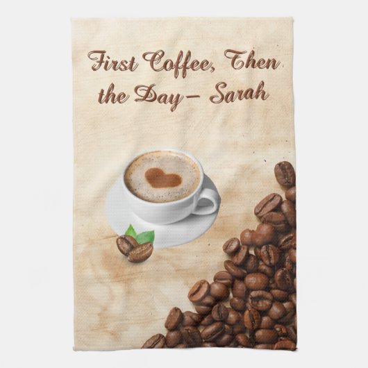 First Coffee, Then the Day – Sarah Kitchen Towel キッチンタオル (縦)