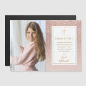 First Communionバラ金ゴールドグリッター写真 (正面/裏面)