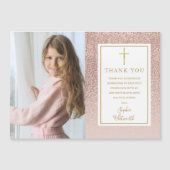 First Communionバラ金ゴールドグリッター写真 (正面)