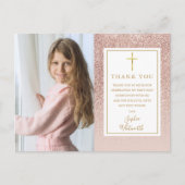 First Communionバラ金ゴールドグリッター写真 ポストカード (正面)