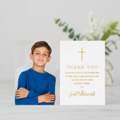 First Communionフォトフォイル実在サンキューカード 箔招待状 (立ち正面)