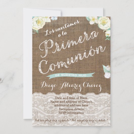 First Communion招待状スペインのfor Boy 招待状 (正面)