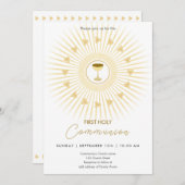 First Communion金ゴールドとChalice招待状 招待状 (正面/裏面)