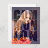 First Communion はっきりした Photo Overlayタイポグラフィ インビテーションポストカード (正面/裏面)