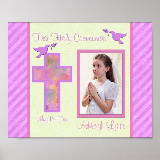 First Communion 8"x10"フォトフレーム挿入 – 女の子 ポスター (正面)