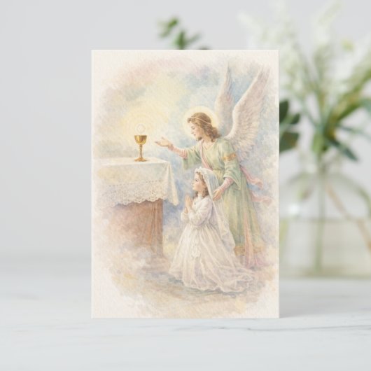 First Communion Angel Eucharist Prayer Keepsake 案内状 (スタンド正面)