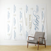 First Communion banner backdrop blue and gold タペストリー (インサイチュ(横))