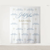 First Communion banner backdrop blue and gold タペストリー (正面)