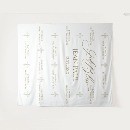 First Communion banner backdrop gold タペストリー (正面(横))