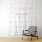 First Communion banner backdrop pink and gold タペストリー (インサイチュ)