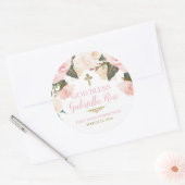 First Communion & Baptism, Pink Floral Gold ラウンドシール (封筒)