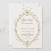 first communion beige frame 招待状 (正面)