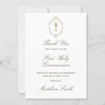 First Communion beige frame thank you