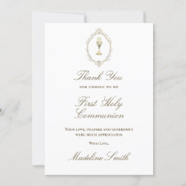 First Communion beige frame thank you カード