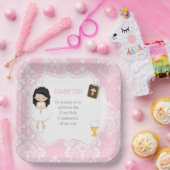 First Communion Black Hair Girl Thank You ペーパープレート (パーティー)