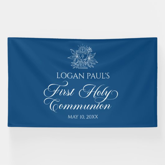 First Communion Blue banner backdrop 横断幕 (横)